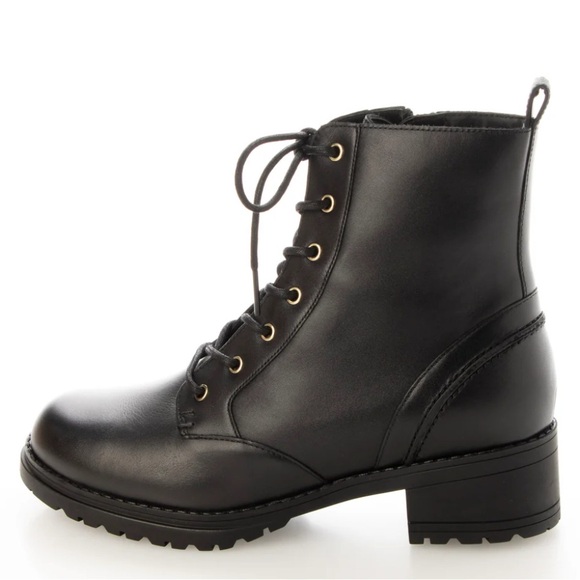NEW Cole Haan Women's Camea Waterproof Combat Leather Boots Black Size 6.5 $150 - Picture 2 of 8